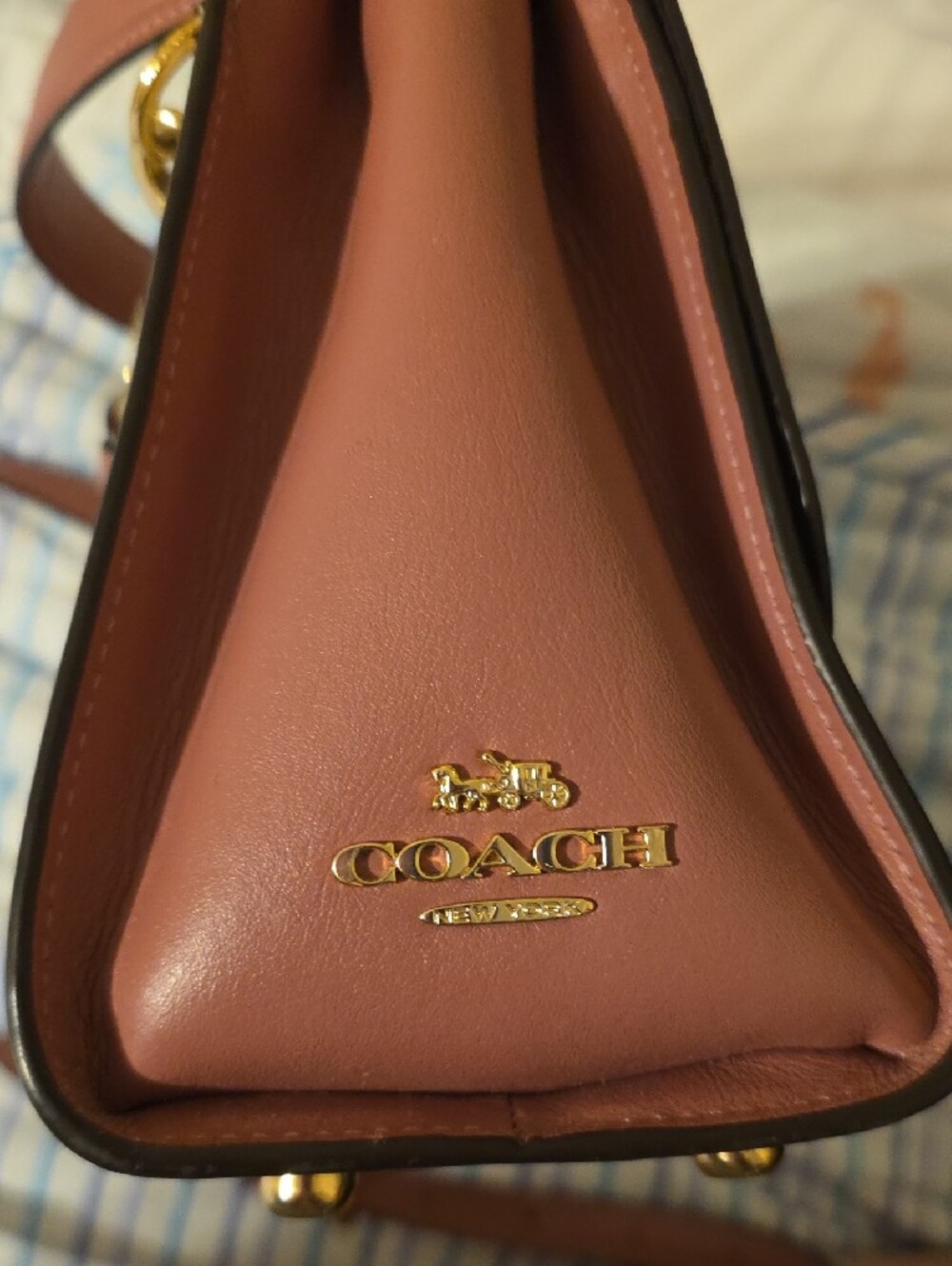 Coach Pink Leather & Signature Canvas Satchel with Butterfly Accents - Picture 10 of 12
